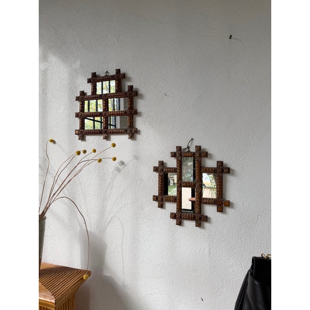 Tramp Art Mirror Frames, 1890s, Set of 2 For Sale - Image 11 of 18