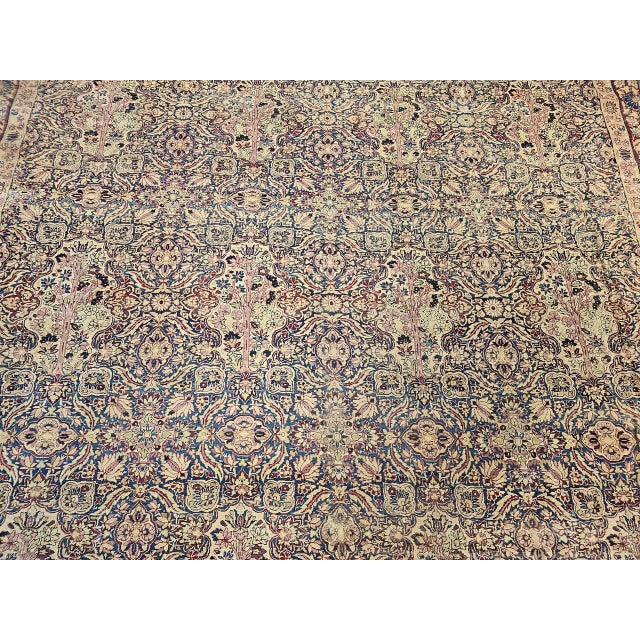 19th Century Oversized Persian Kerman Lavar Rug, Hand-Knotted Wool, Allover Tree of Life Pattern, Royal-Blue & Ivory, 14’ X 18’ For Sale - Image 12 of 17