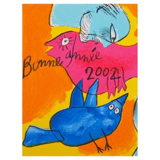 Guillaume Corneille, Couple with Birds, 2001, Original Lithograph For Sale