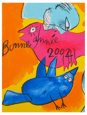 Guillaume Corneille, Couple with Birds, 2001, Original Lithograph