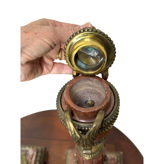 Vintage Biltmore Estate Collection Pair of Neoclassical Rouge Marble Urns Cassolettes For Sale - Image 11 of 17
