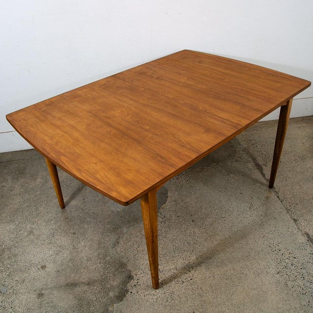 1960s Mid Century Modern Dining Table Drexel Walnut Extension Leaf X1 Rectangular MCM For Sale - Image 12 of 12