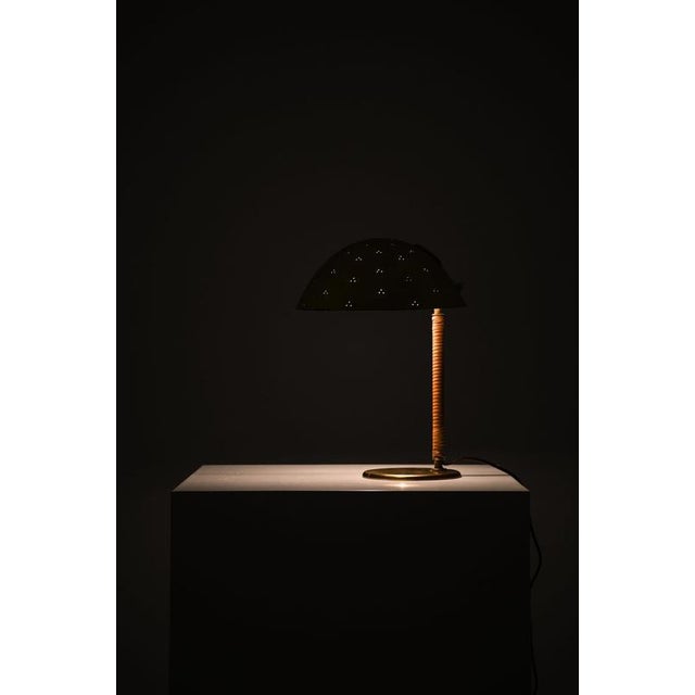 Brown Helmet Table Lamp attributed to Paavo Tynell, 1940s For Sale - Image 8 of 12