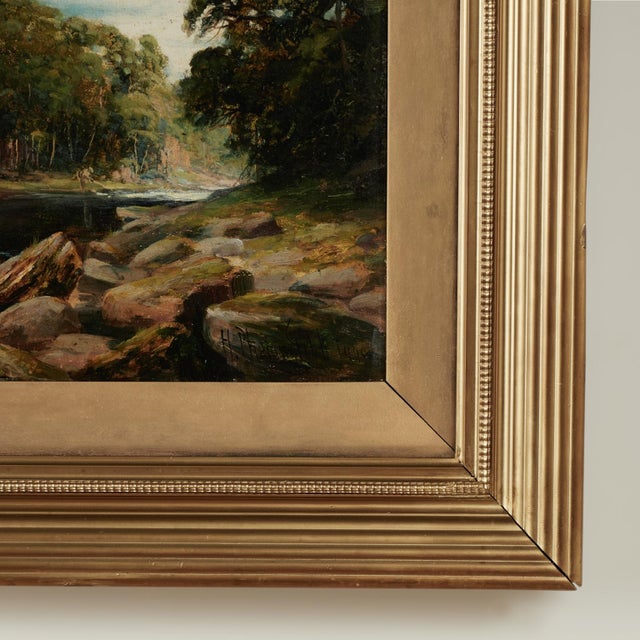 Antique Painting of a Landscape With River by Harry Phelan Gibb For Sale - Image 13 of 13