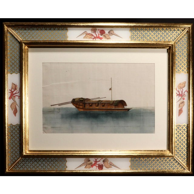 China Trade Watercolor Paintings of Chinese Sampans and Junks- a Set of Twelve For Sale - Image 10 of 11