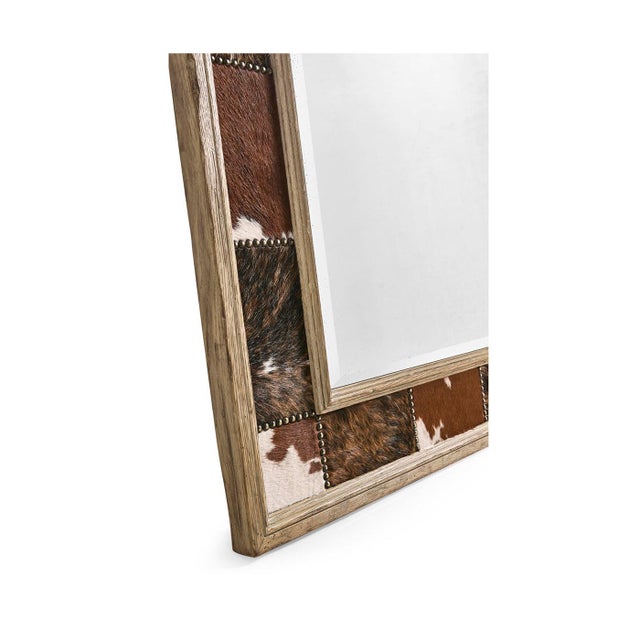 2020s Rustic Western Cowhide Inlay Wall Mirror For Sale - Image 5 of 8