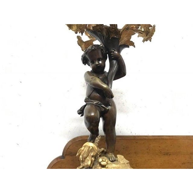 Metal 19th Century French Cast Bronze Putti Candelabras, Set of 2 For Sale - Image 7 of 9