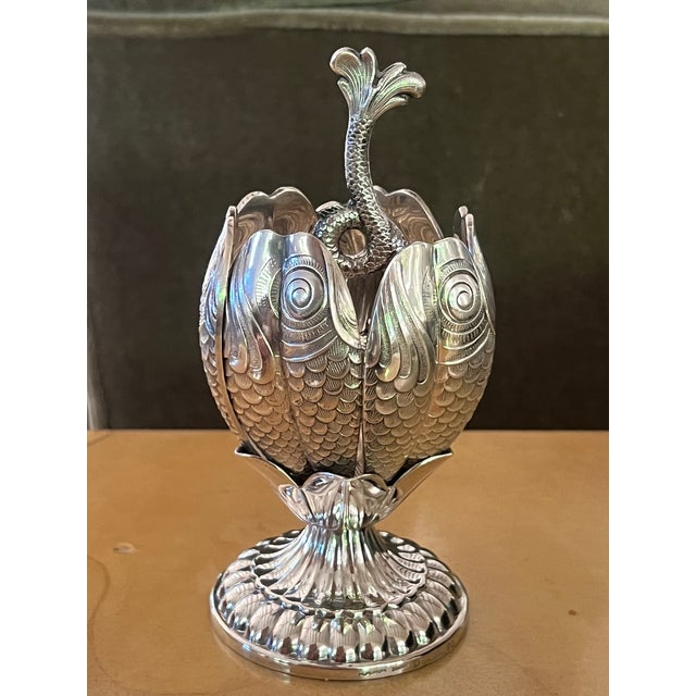 French Christofle Silver Plated ‘Caviar Flower’ Spoon Serving Set, C. 1960's For Sale In San Francisco - Image 6 of 13