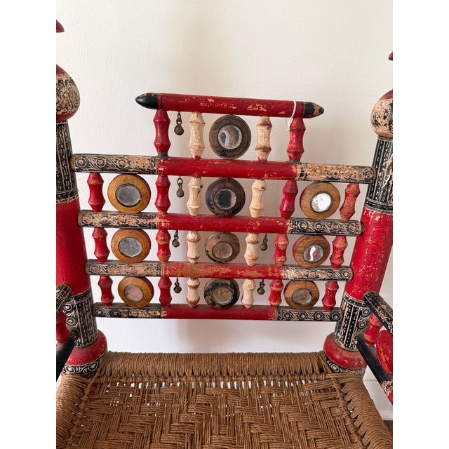 Asian Antique Antique Asian Hand-Carved Wedding Chair Set, 1800s For Sale - Image 3 of 3