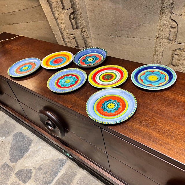 1960s Desimone Art Pottery Set Seven Assorted Plates Italy | Chairish