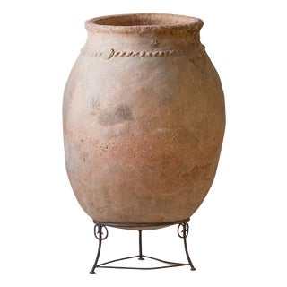Antique Berber Unglazed Clay Storage Jar, Morocco, Early 20th Century For Sale