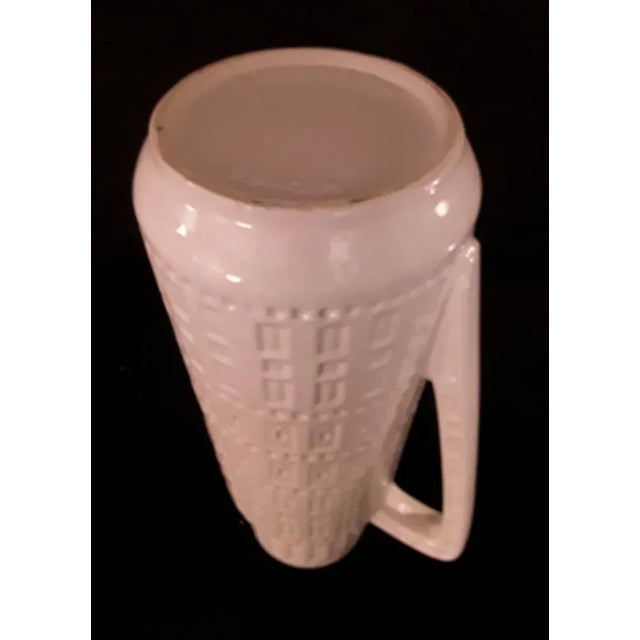 Vintage German Europe Line Series Ceramic Vase in the Form of Handle Jug with White Geometric Relief from Scheurich For Sale - Image 4 of 5