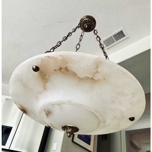 Large French Directoire Style Alabaster Chandelier Pendant Light For Sale - Image 12 of 18