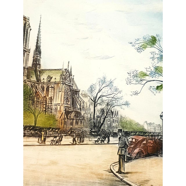 Dufza, Paris Notre Dame, Hand Signed Etching, 1940s For Sale - Image 7 of 8