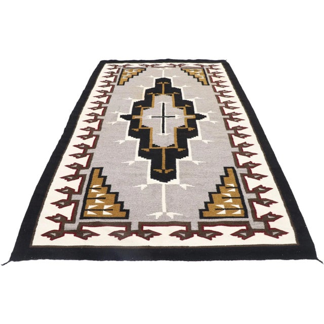 Rustic Vintage Klagetoh Navajo-Style Kilim Rug - 04'06 X 07'02 For Sale - Image 3 of 12