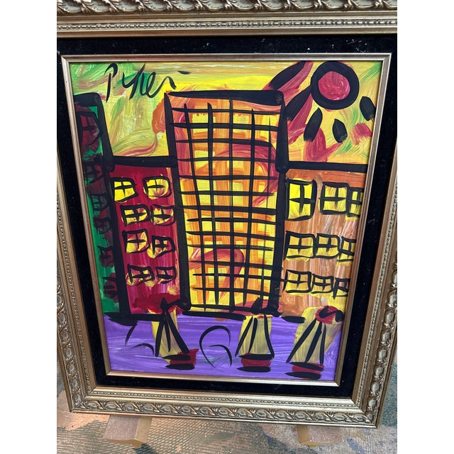1970s Peter Keil Abstract Painting of a NYC water scene with sailboats. Executed with oil on board. COA on back guaranteed...