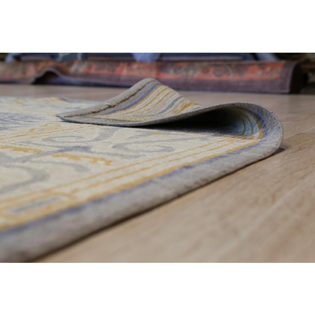 Contemporary 9x12 Gisell Beige Classic Floral Modern Hand Knotted Wool Carpet Rug For Sale - Image 3 of 7