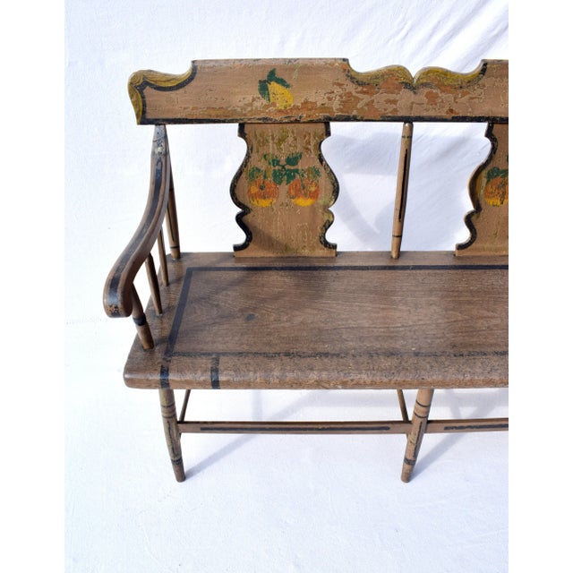 Brown Mid-19th Century American Folk Art Hand Painted Bench, Poplar & Pine For Sale - Image 8 of 12