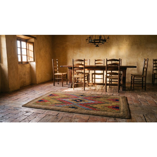 Marvelous Brown Color With Eminent Symmetrical Design Antique American Hooked Rug For Sale - Image 13 of 14