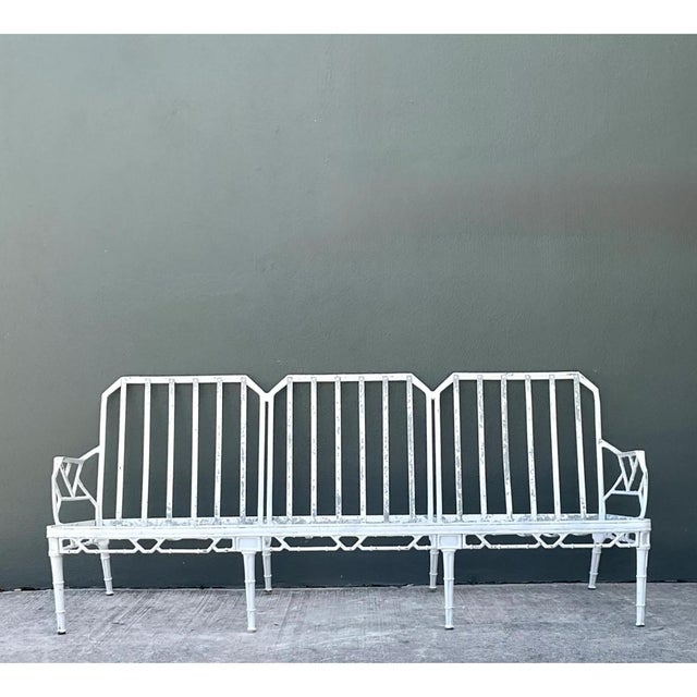 Retro Brown Jordan Metal “Calcutta” Outdoor Sofa For Sale In West Palm - Image 6 of 12