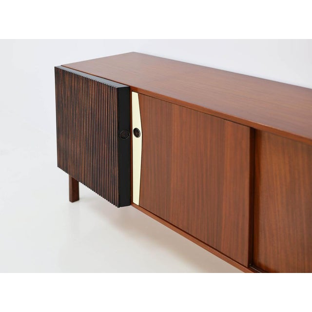 Wood Sideboard with Asymmetrical Details and Sliding Doors from La Permanente Mobili Cantù, Italy, 1950s For Sale - Image 7 of 10