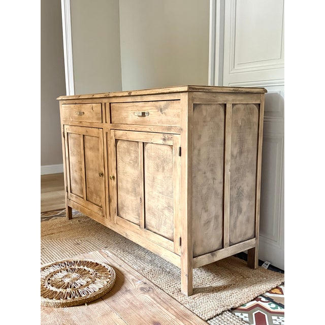1940s Parisian Artisanal Buffet in Raw Wood by R. Maiorana, France, 1940s For Sale - Image 5 of 18
