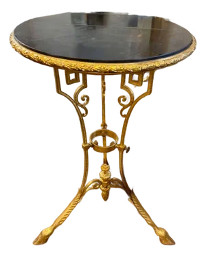 19th Century Louis XVI Bronze and Black Marble Table
