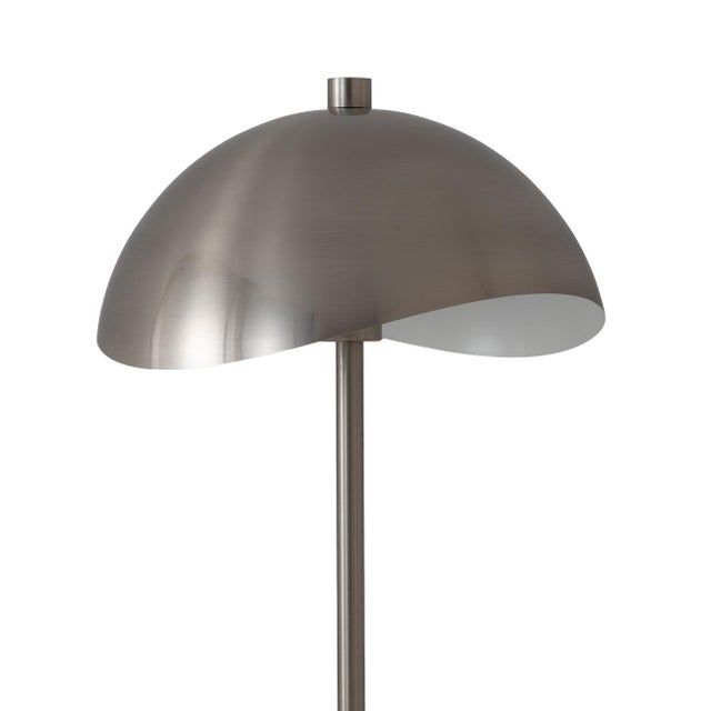 1960s 1960s Luna Bella Slimline Floor Lamp - Mid-Century Modern, Satin Nickel Steel, Black Marble Base, Matte White Shade For Sale - Image 5 of 7