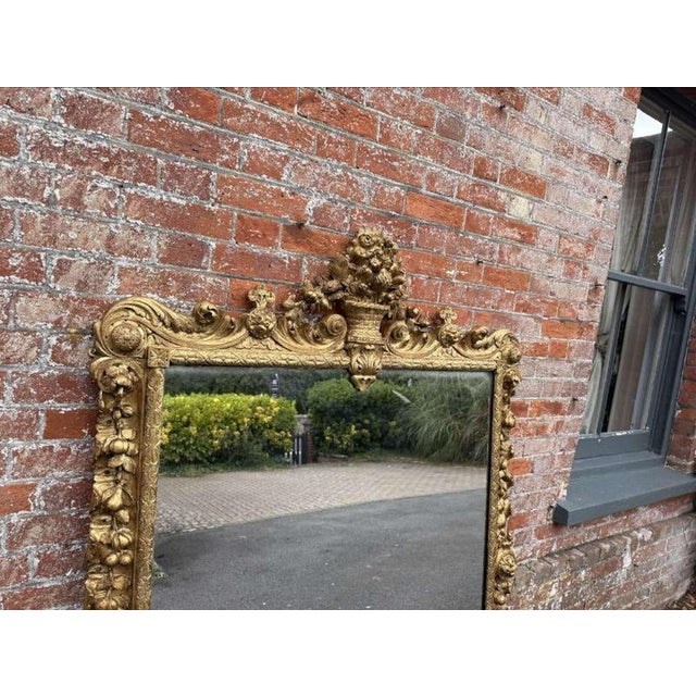 W: 137cm (53.9")H: 170cm (66.9")D: 5cm (2") An Exceptional large Antique English 19th Century carved wood gilt Overmantle...