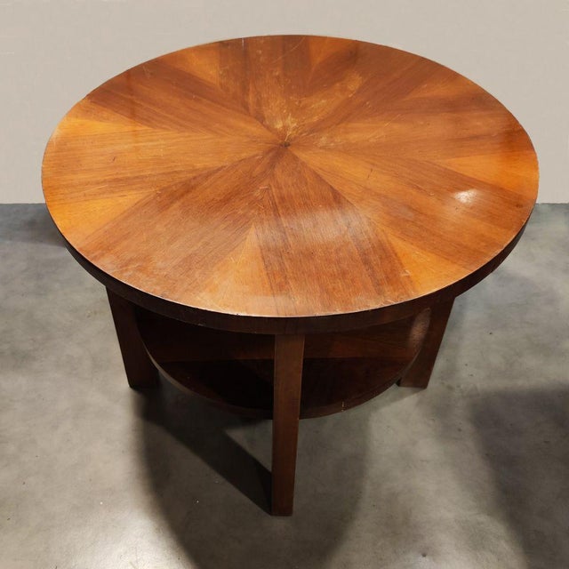 Wood Round Coffee Table by Architetti Artigiani Anonimi, 1930s For Sale - Image 7 of 9