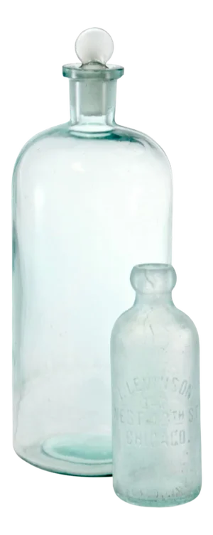 Antique Aqua Apothecary Bottles - a Pair