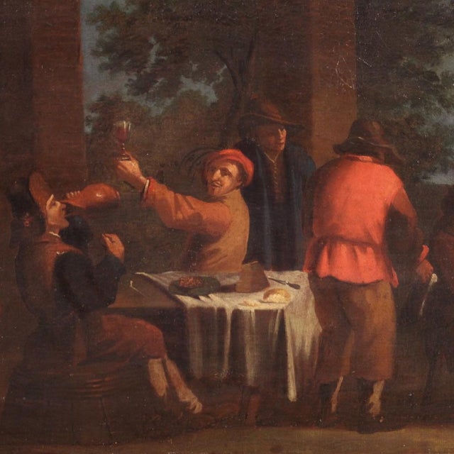 Bamboccianti School Artist, Genre Scene, 1650, Oil Painting on Canvas, Framed For Sale - Image 3 of 16