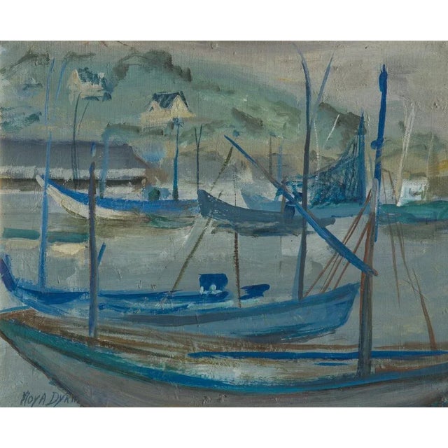 Modern Moya Claire Dyring, French Marine Scene, 1950s, Oil Painting, Framed For Sale - Image 3 of 5