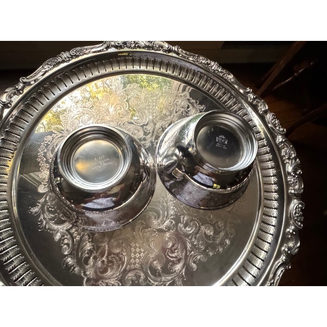Vintage Silver Plate Bowls by Oneida Silversmiths and WeberWilcox IS - Pair For Sale - Image 11 of 13