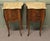 French Marquetry and Marble Bombe Shaped Bedside Tables, Set of 2 For Sale - Image 3 of 8