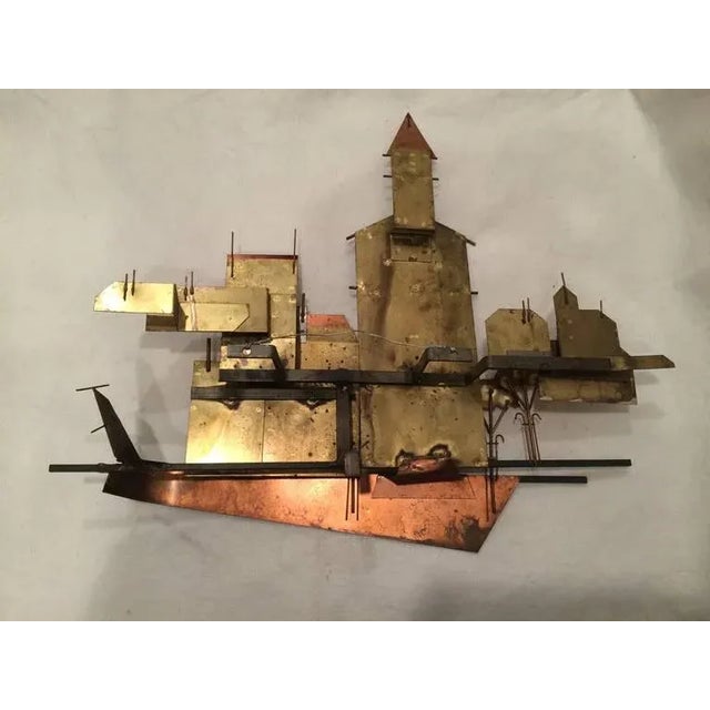 Brass Curtis Jere Sculpture of a Church With Village For Sale - Image 8 of 12