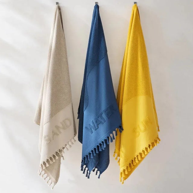 Coastal Elements Beach "Sun" Towel, Yellow For Sale - Image 3 of 3