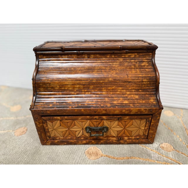Contemporary Vintage Bamboo Trinket Box For Sale - Image 3 of 12