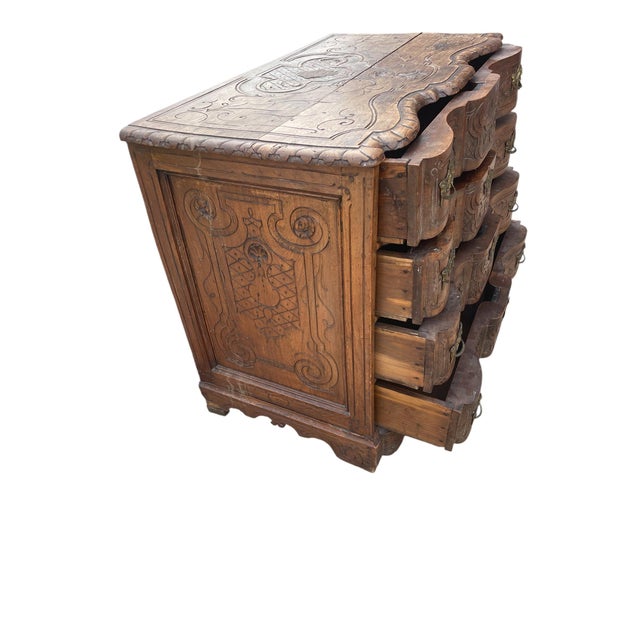 Elm Chest of Drawers with Schwarzwald Style Carving, 1850 For Sale - Image 3 of 8