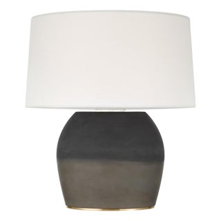 Sean Lavin by Visual Comfort Signature 1969 26" Oval Form Table Lamp in Smoke on Goldenrod with Linen Shade For Sale