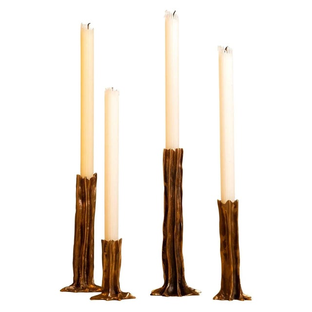 Dark Patina Arbor Candlesticks by Studio Palatin, Set of 4 For Sale - Image 6 of 6