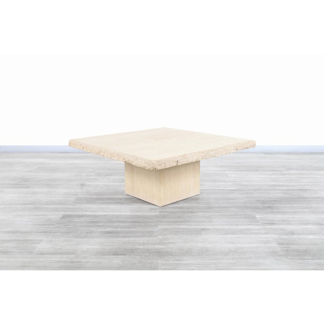 1970s Vintage Italian Live-Edge Travertine Stone Coffee Table, 1970s For Sale - Image 5 of 12