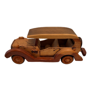Vintage Handcrafted Wood Ford Touring Car Model Folk Art Sculpture. Ralph Lauren Bookcase Aesthetic