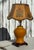 Vintage Chinese Eggyolk Colored Vase with a Terra Cotta Hand-Painted Parchment shade. This striking lamp features a warm...