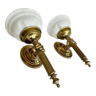 French Devoluy Hand Torch Brass Wall Sconces For Sale