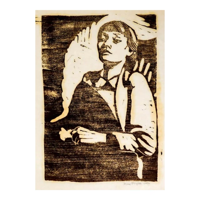 1930 Marc Perper Female Figure Woodblock Print For Sale