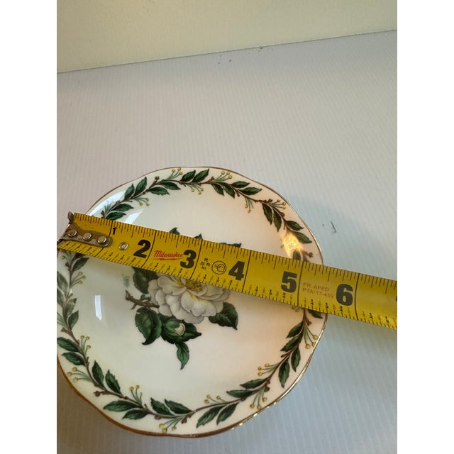 Vintage Royal Albert England "Lady CLARE"Sign A.Wagg Teacup and Saucer Set White Gardenia Green Leaves For Sale - Image 12 of 18