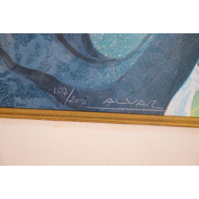 A contemporary embossed lithograph on paper titled "Pintora Mexicana" by Spanish Modernist Alvar Sunol. Hand signed in...