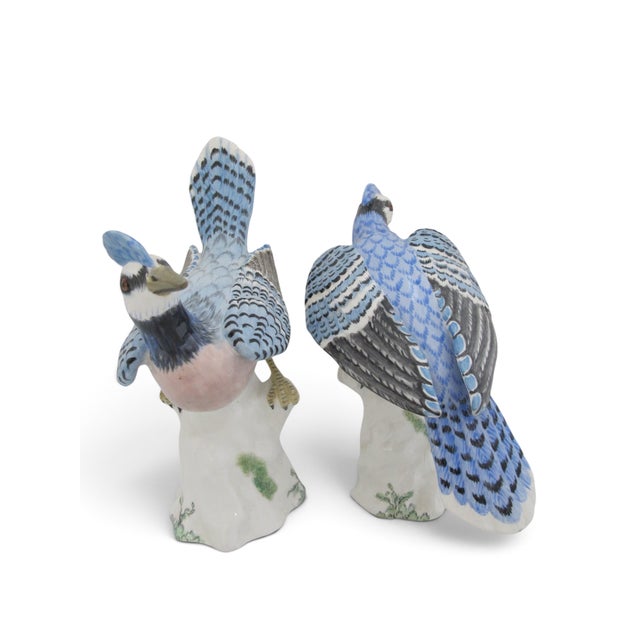 Staffordshire Hand Painted Porcelain Blue Jay Figurine Pair With Box For Sale In Portland, OR - Image 6 of 18