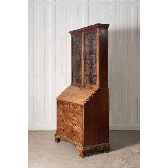 English Early 19th Century Astral Glazed Burl Mahogany Bureau Bookcase For Sale - Image 3 of 14